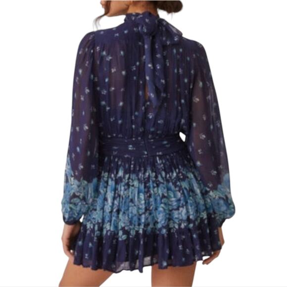 Anthropologie Let Me Be Mock Neck Mini Dress Floral Boho - Picture 3 of 14